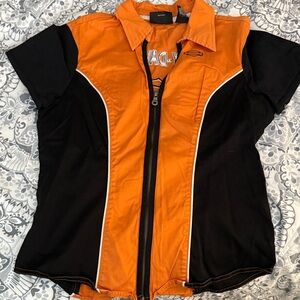 Harley-Davidson Orange and Black Women's Top